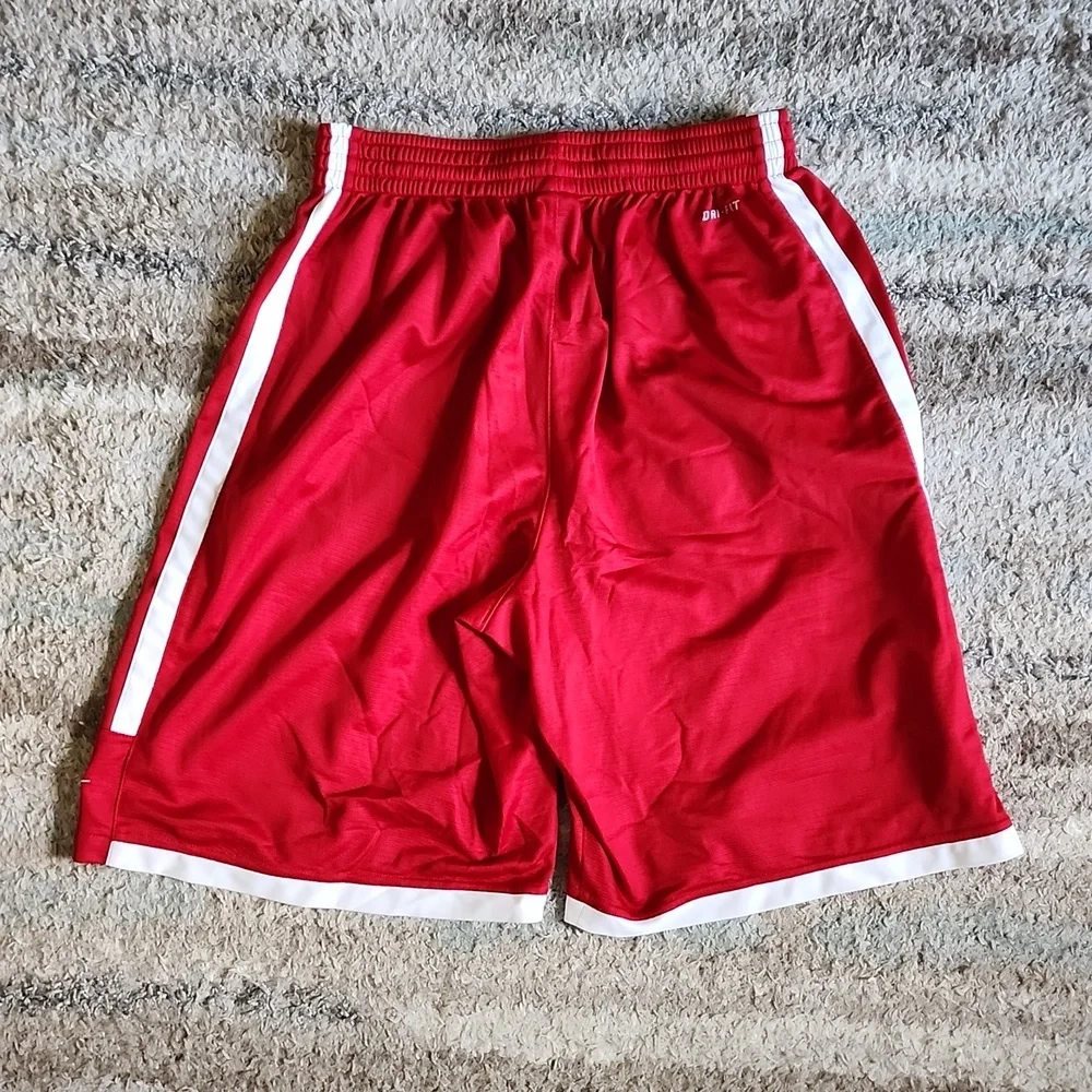 Nike Dri-Fit Red and White Basketball Shorts - Size Men's Large - Picture 2 of 4
